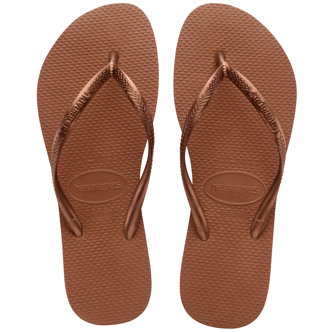 Women's Slim Flip Flops - Rust/Metallic Copper