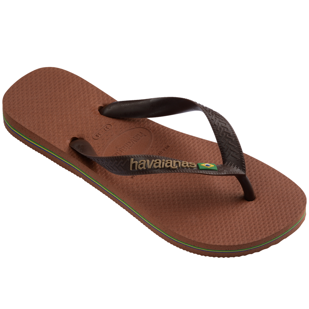 Women's Brazil Logo Flip Flops - RUST/COFFEE
