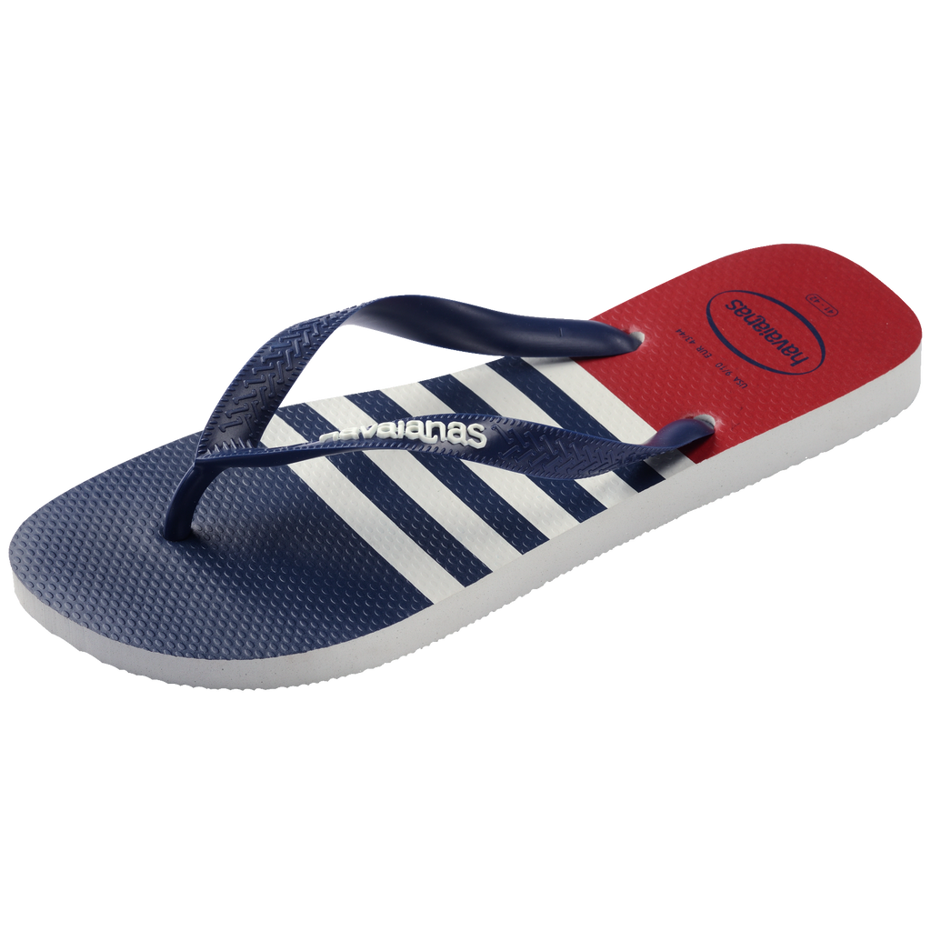 Men's Top Nautical Flip Flops - White/Navy/Red Apache